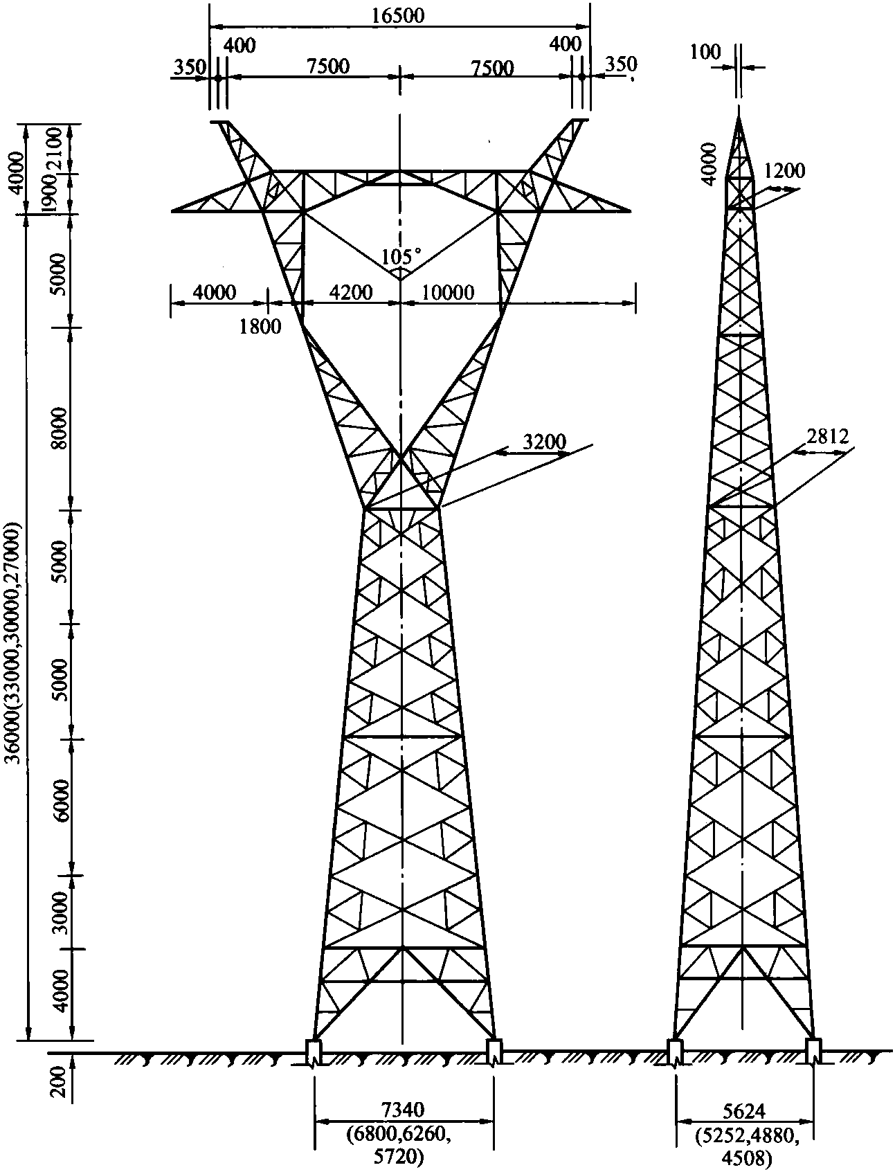 图3-6 ZV<sub>1</sub>直线塔